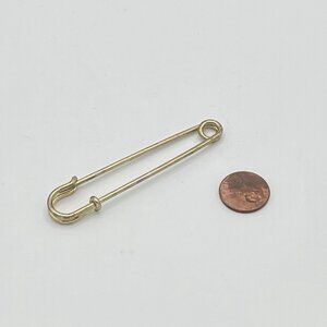 Vintage Safety Pin Gold Tone Brass Large Brooch 3” Maximalist Teacher Kilt Shawl